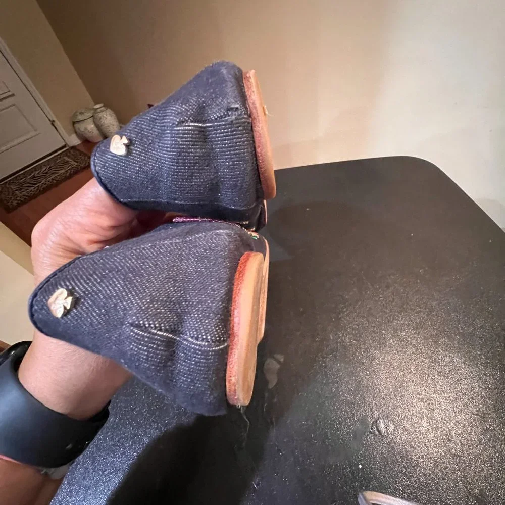 KATE SPADE SAVILLE DENIM & LEATHER EMBELLISHED LOAFER FLAT SHOES size 10